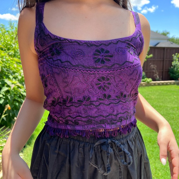 Smocked Back Embroidered Summer Crop Top - Picture 8 of 11